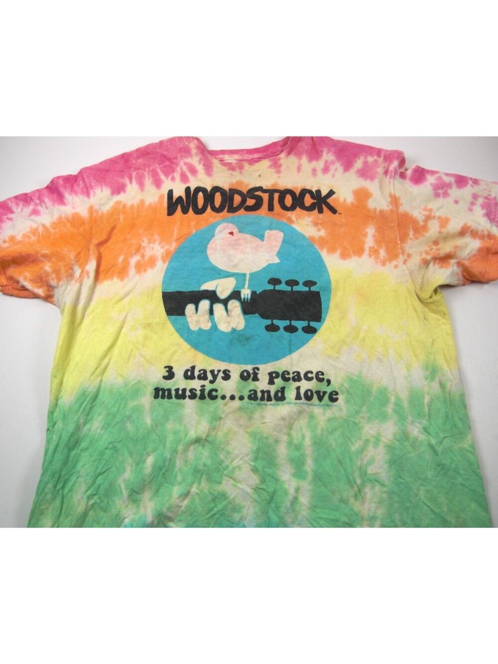 Woodstock Peace Love Music Men's T-Shirt Multicolor Tie Dye, Size XL